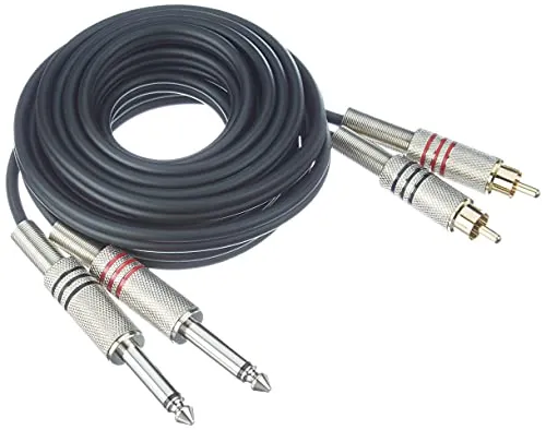 Adam Hall - Audio/phono Adapter cable [2x RCA plug (phono) - 2x Jack plug 6.35 mm] 3.00 m Black