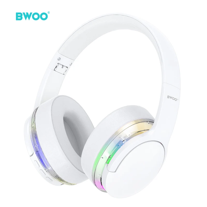 Casque sans fil BWOO BW587 — Réduction de bruit active, 10h autonomie, blanc