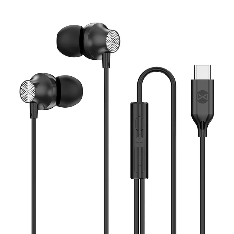 Écouteurs Forever EP-02 USB-C noir — fil 1,2m