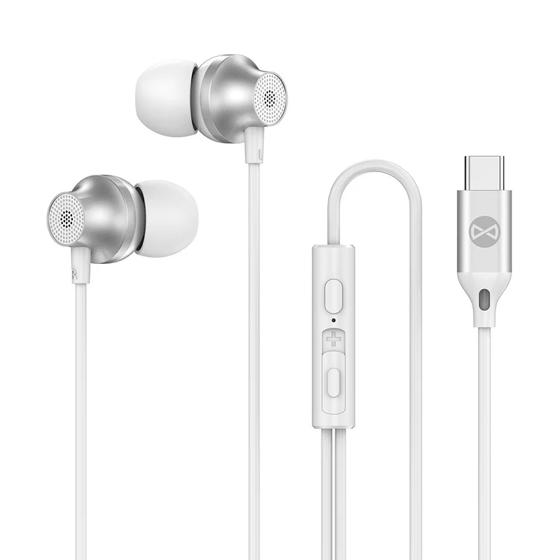 Écouteurs Forever EP-02 USB-C blanc — Micro intégré