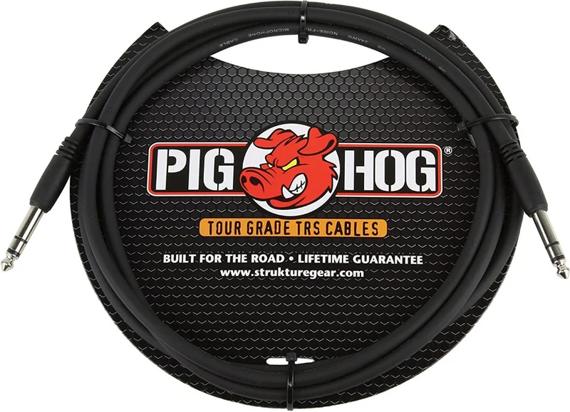 Pig Hog Cable – 1/4″ TRS, - 1/4" TRS - 6 FOOT