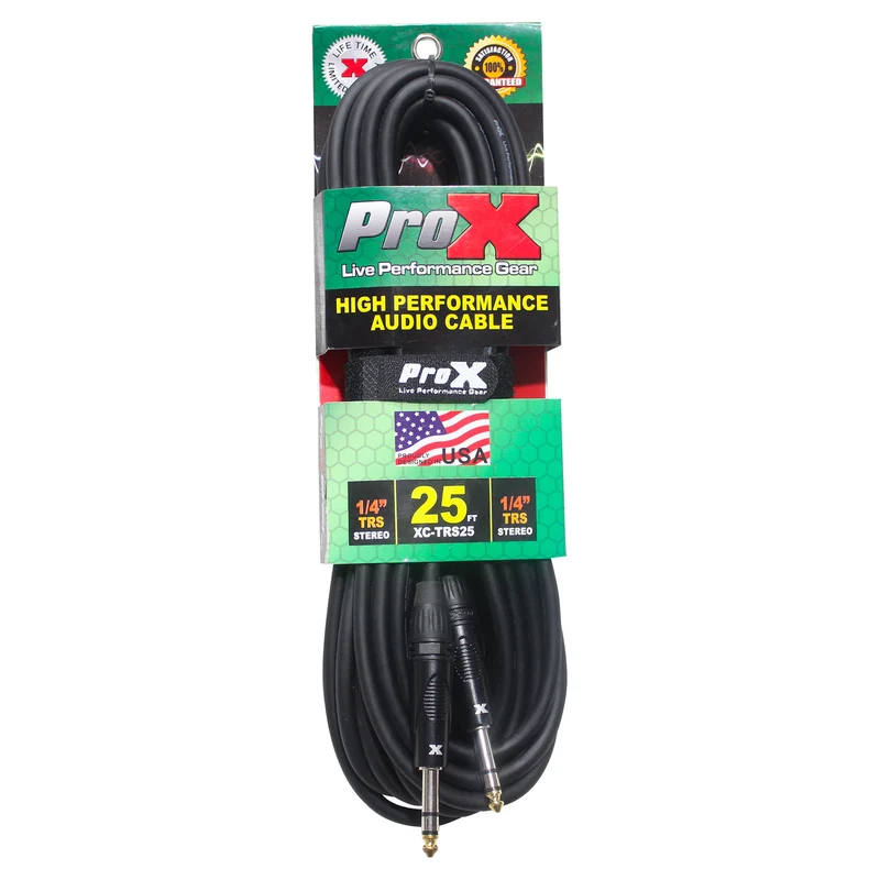 ProX XC-TRS25 - 25ft Balanced 1/4" TRS Male to TRS Male Audio Cable (Open Box)
