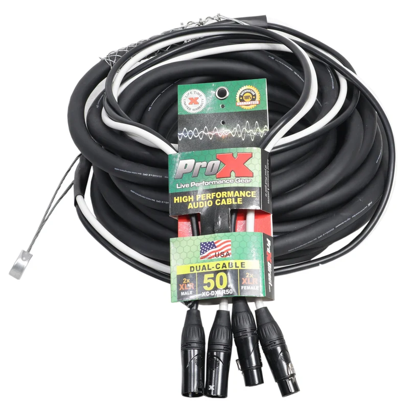 ProX XC-DXLR50 - 50 Ft. Balanced Dual XLR-M to Dual XLR-F High Performance Audio Cable