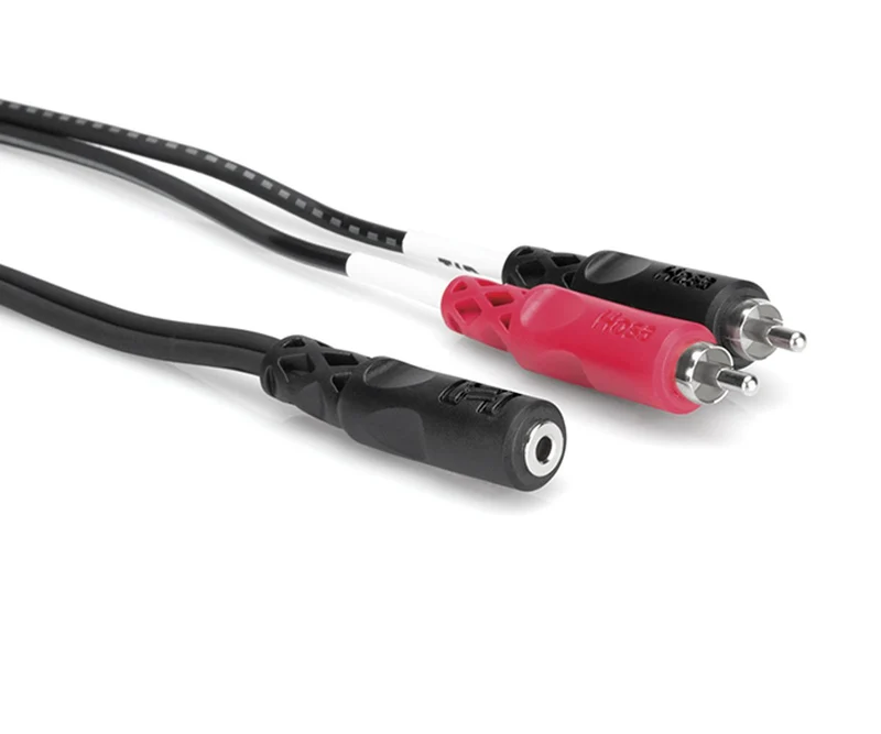 Hosa Stereo Breakout, 3.5 mm TRSF to Dual RCA - 10 ft