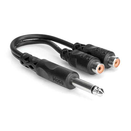 Hosa Technology Mono 1/4" Male to 2 RCA Female Y-Cable - 6"