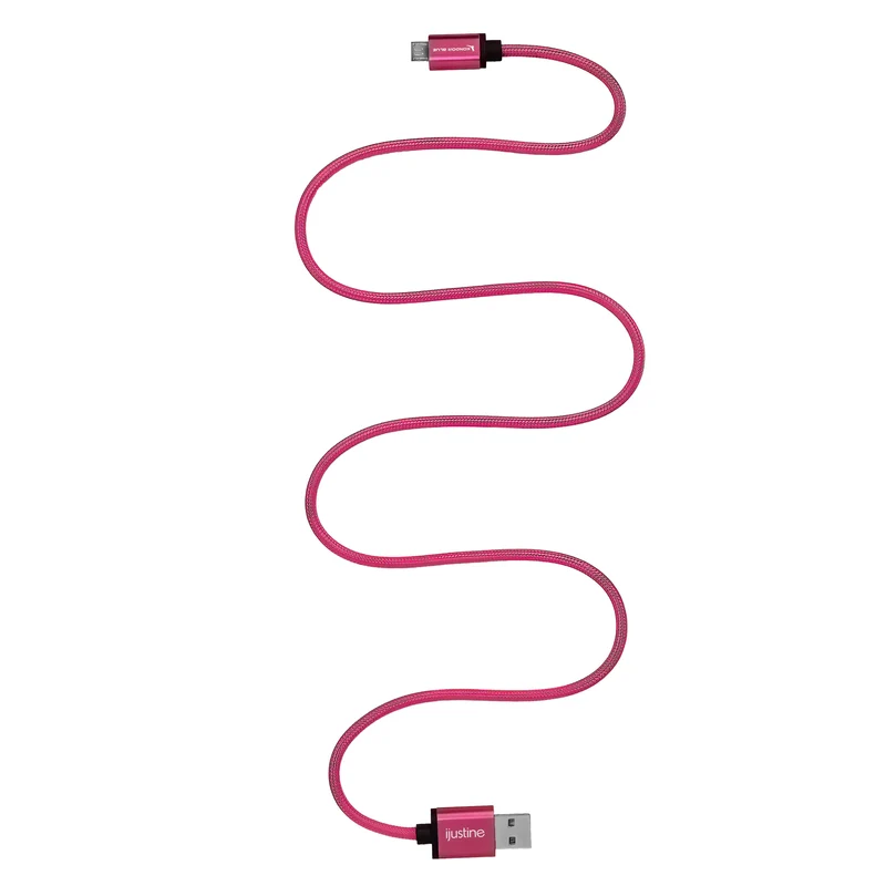 Kondor Blue iJustine Pink USB A to Micro USB Fast Charging Data Cable (30")