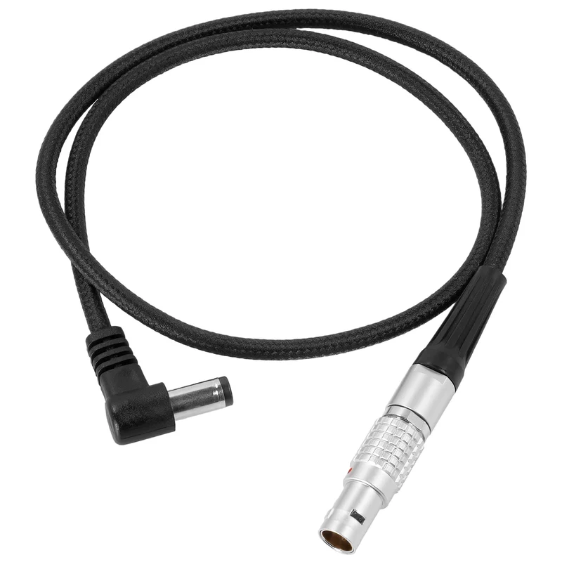 Kondor Blue Right Angle DC Male to LEMO 2 Pin 0B Male Coiled Power Cable for ARRI - Teradek