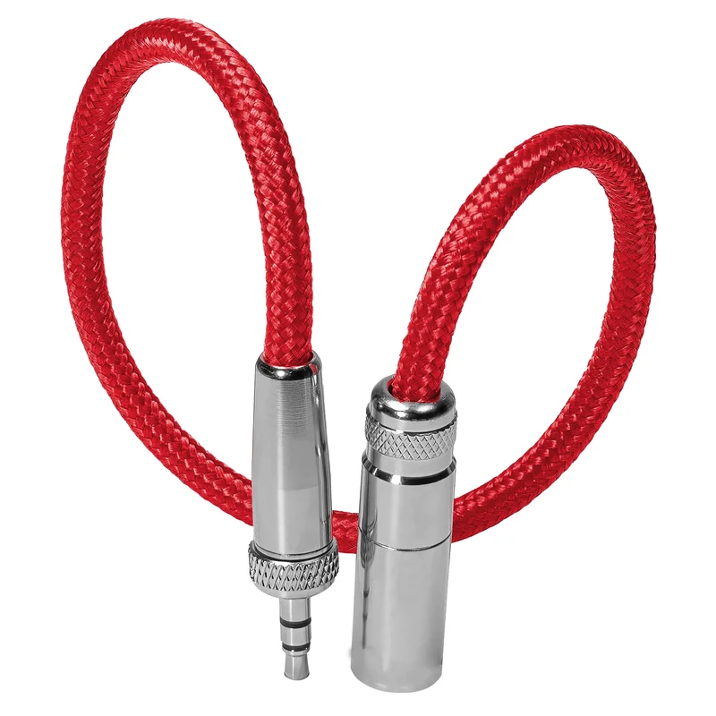 Kondor Blue 12" Mini XLR to 3.5mm TRS Locking Screw Plug for Lavalier/Lapels (Cardinal Red)