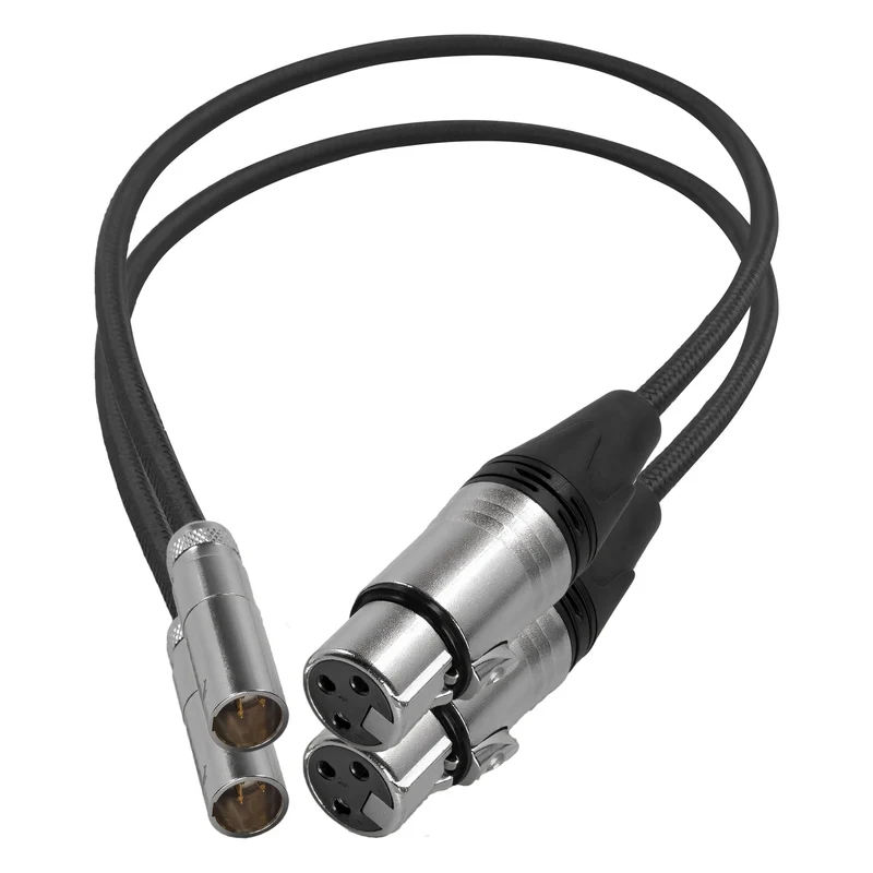Kondor Blue Mini XLR Male to XLR Female 16" Audio Cable (2 Pack) for BMPCC & C70 (Raven Black)