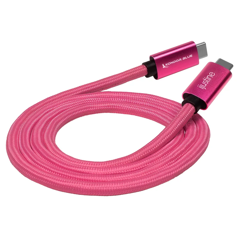 Kondor Blue iJustine Pink Thunderbolt 4 USB 4.0 Type C 8K Cable Blazing 40G Speeds 240W