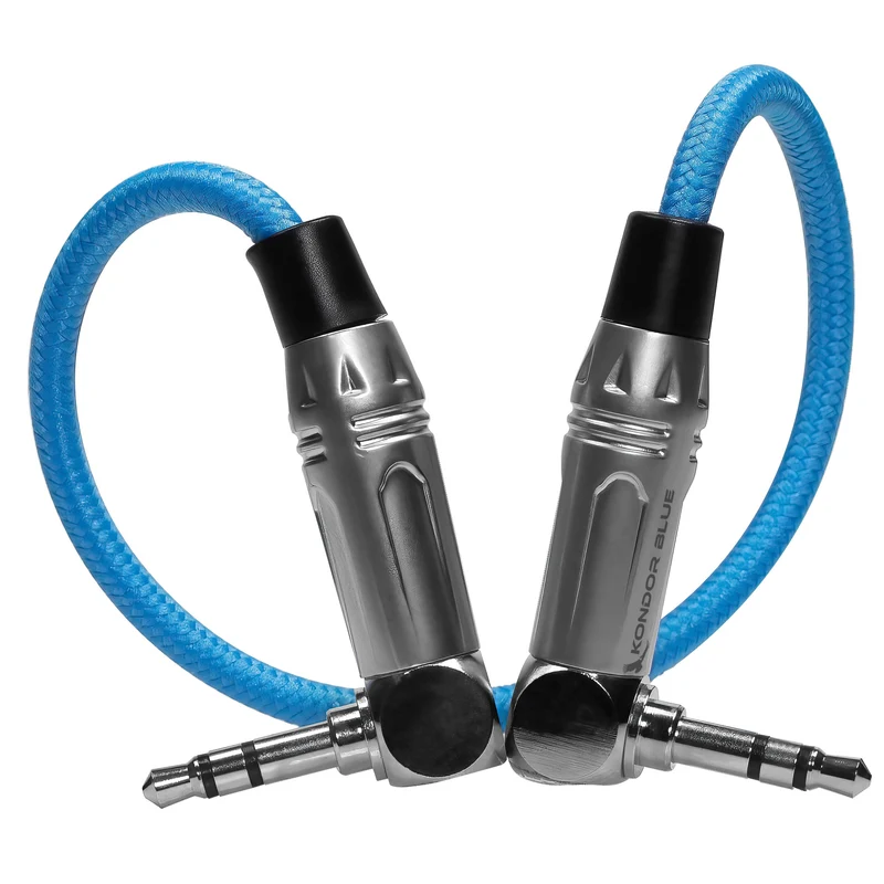 Kondor Blue 10" 3.5MM TO 3.5MM RIGHT ANGLE TIME CODE AUDIO CABLE