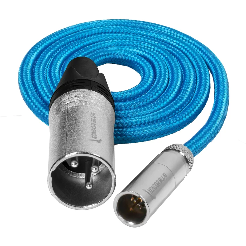 Kondor Blue Mini XLR Male to XLR Male (3ft) Blue Braided