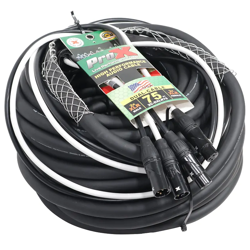 ProX XC-DXLR75 - 75 Ft. Balanced Dual XLR-M to Dual XLR-F High Performance Audio Cable
