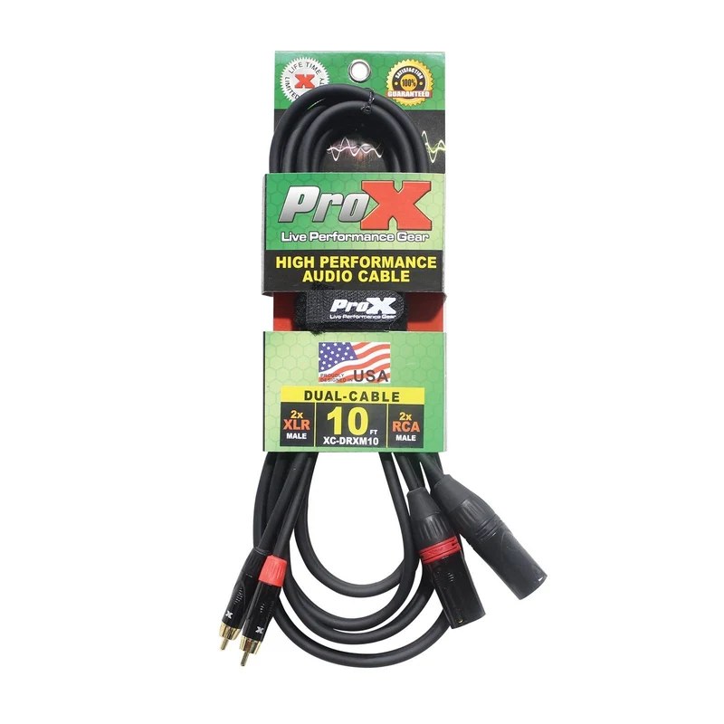 ProX 10FT Dual RCA to Dual XLR-Male Cable [XC-DRXM10]
