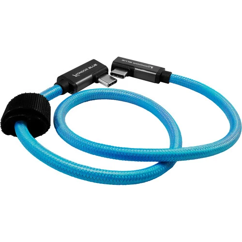 Kondor Blue USB C to USB C Cable for SSD Recording & Charging - 8K Data and Power Delivery (Dual Right Angle)(20")