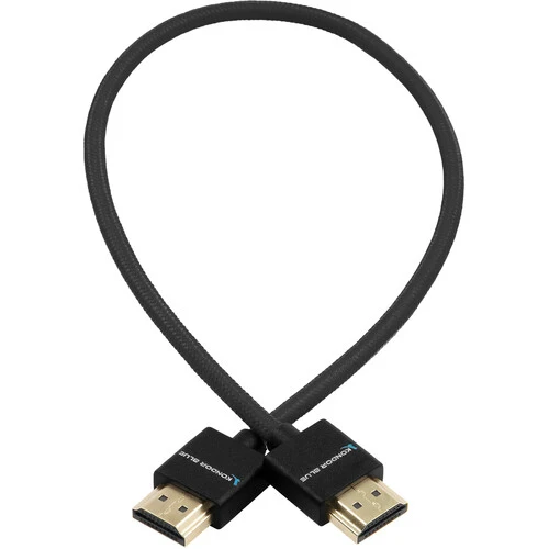 Kondor Blue HDMI to HDMI 16" Thin Braided Cable for on Camera Monitors (Raven Black)