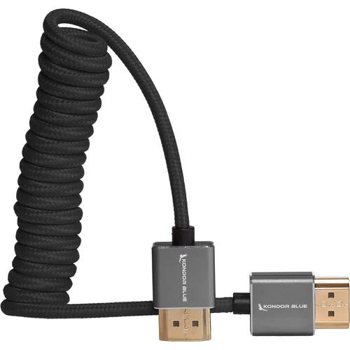 Kondor Blue Coiled Full HDMI Cable (12-24") - Black
