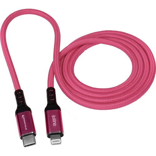 Kondor Blue iJustine Pink Lightning Cable for iPhone Charging & Sync USB-C & USB-A (1 Meter/3.3FT) (USB c)