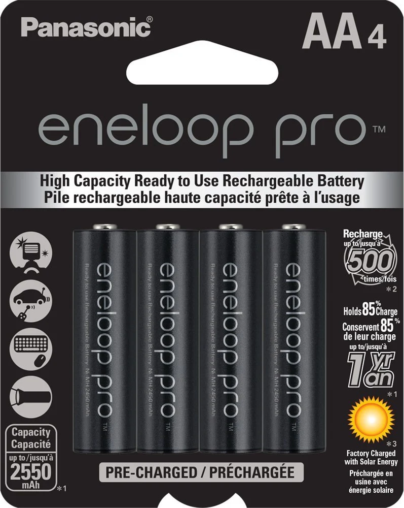 Panasonic BK3HCCA4BA Eneloop Pro AA High Capacity New Ni-MH Pre-Charged Rechargeable Batteries, 4-Pack - Damaged Box