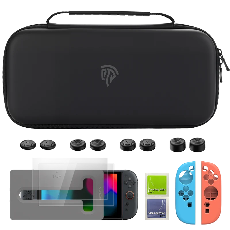 EasySMX® 4-in-1 Bundle: Carrying Bag, Screen Protector, Sticks Caps, Joy-Con Cover for Switch 2