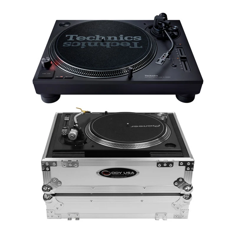 Technics SL-1200MK7 + Odyssey FZ1200WT Turntable Flight Case White