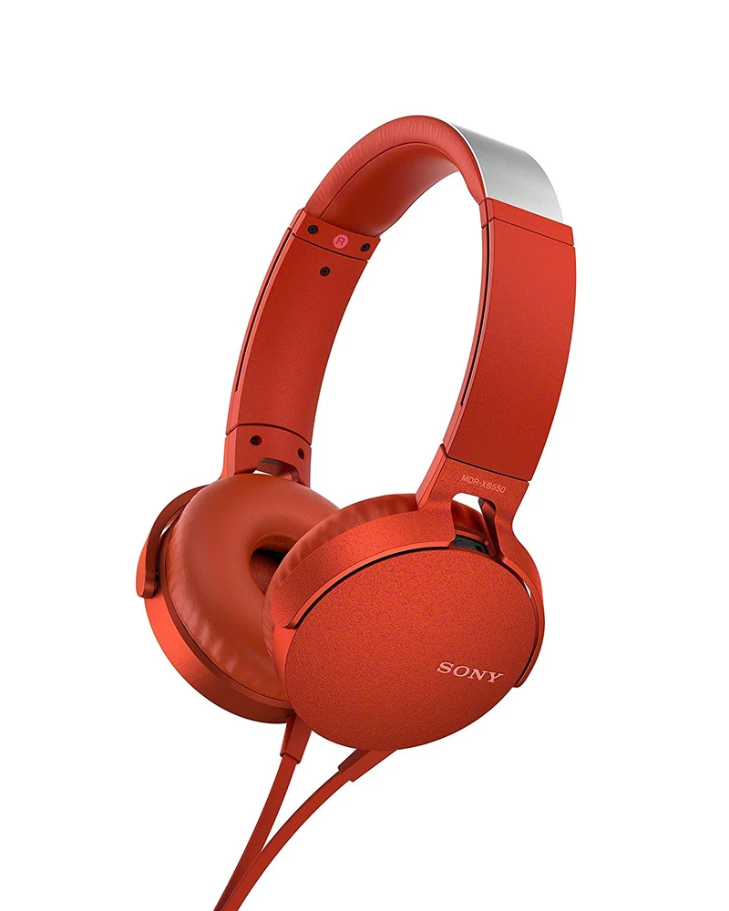 Sony MDR-XB550AP - Headphones with mic - on-ear - 3.5 mm jack - red