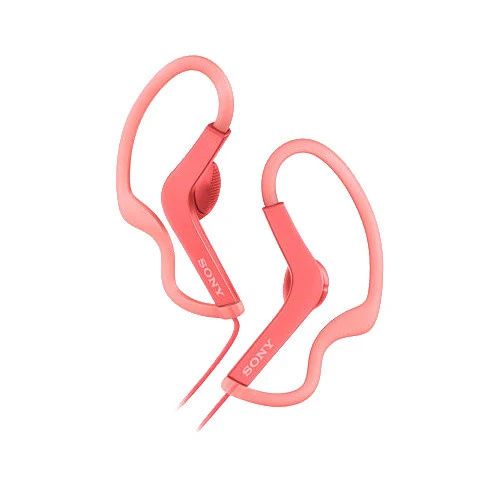 Sony MDR-AS210 - Sport - earphones - ear-bud - over-the-ear mount - 3.5 mm jack - pink