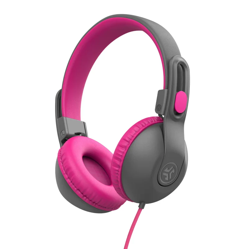 JLab JBuddies Studio 2 On-Ear Kids Wired Headphones (Gray/Pink)