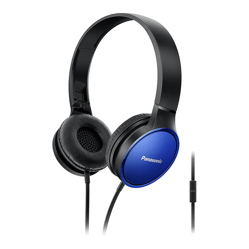 Panasonic Premium Sound On Ear Stereo Headphones RP-HF300M with Integrated Mic and Controller - Blue