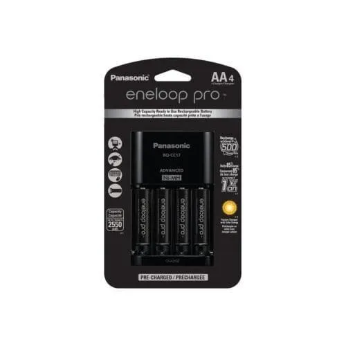 Panasonic Charger with 4 Pro Eneloop AA Size Batteries